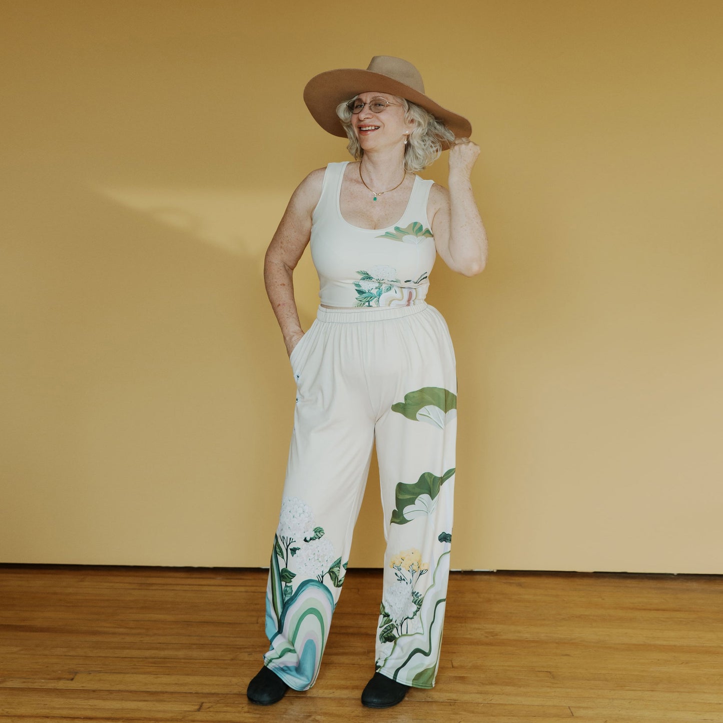 Hydrangea Wide Leg Unisex Pants