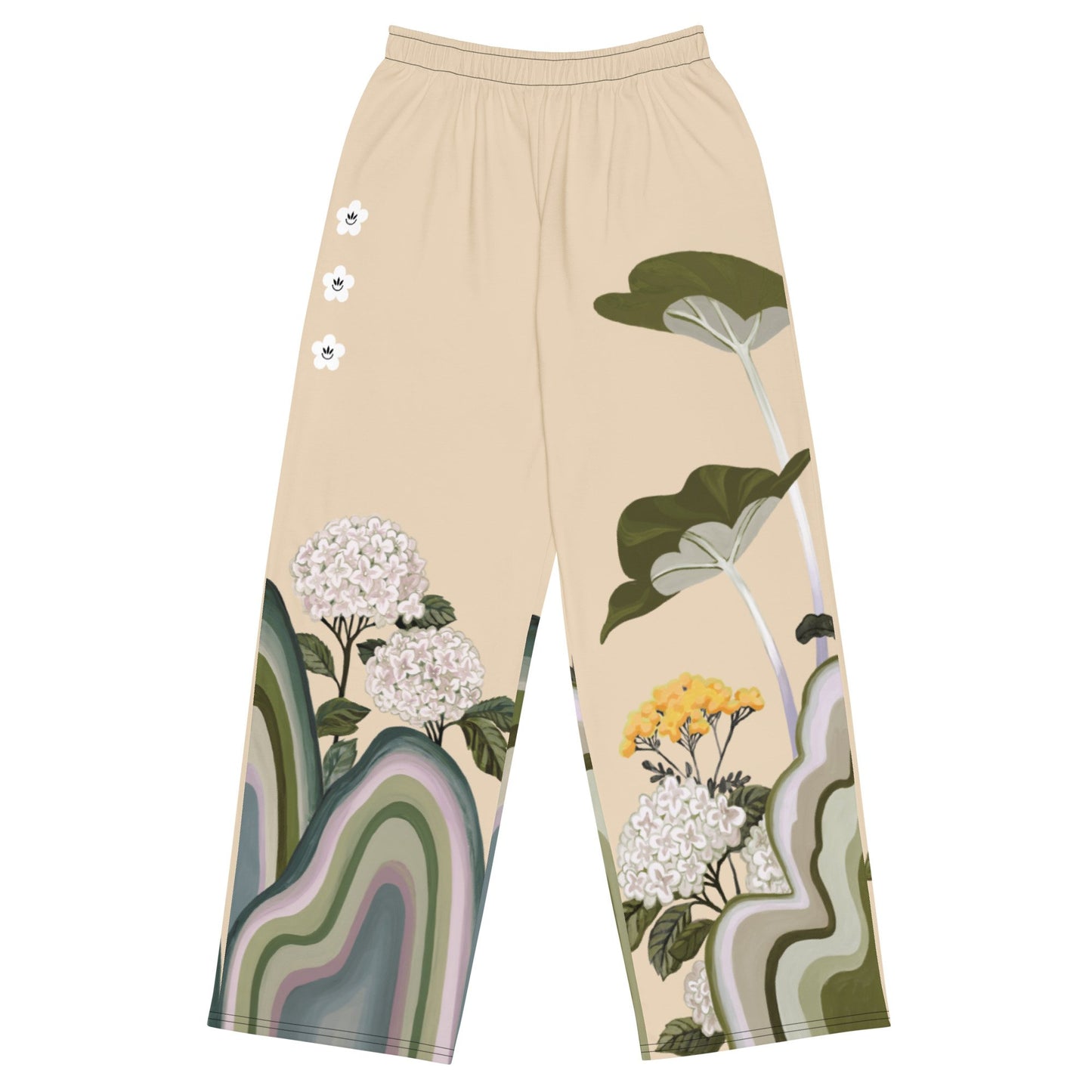 Hydrangea Wide Leg Unisex Pants