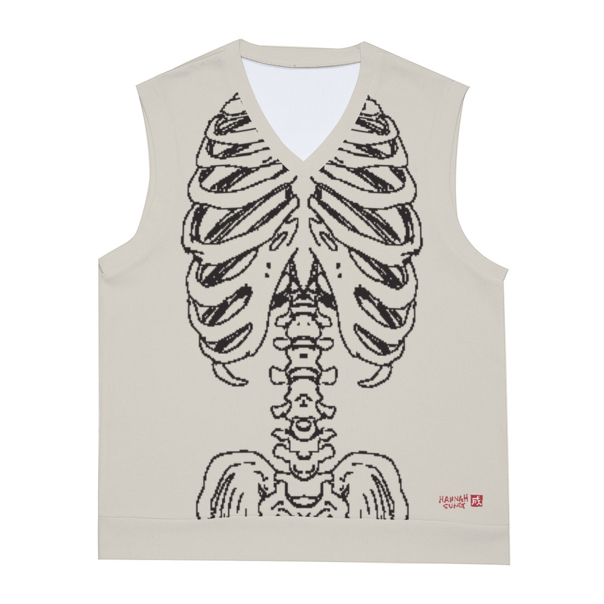 Mr. Skelly Boi Men's Knitted V-neck Vest Beige