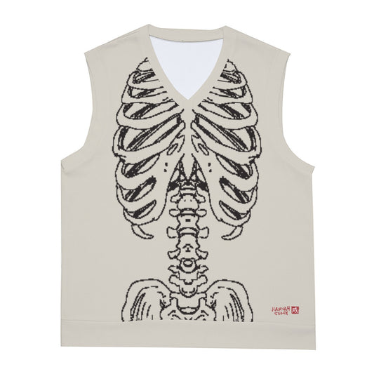Mr. Skelly Boi Men's Knitted V-neck Vest Beige