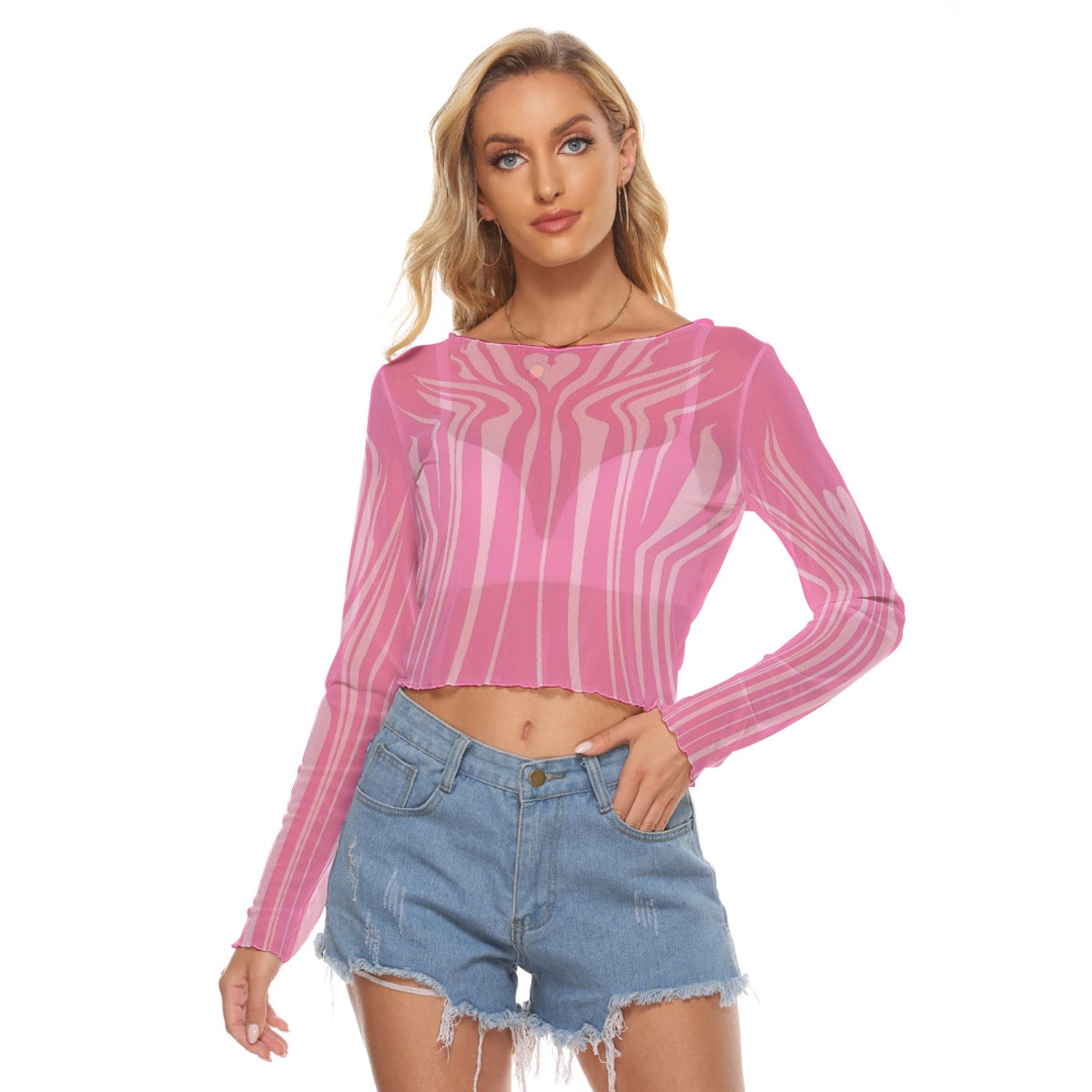 CyberLuv sheer Mesh Shirt Pink