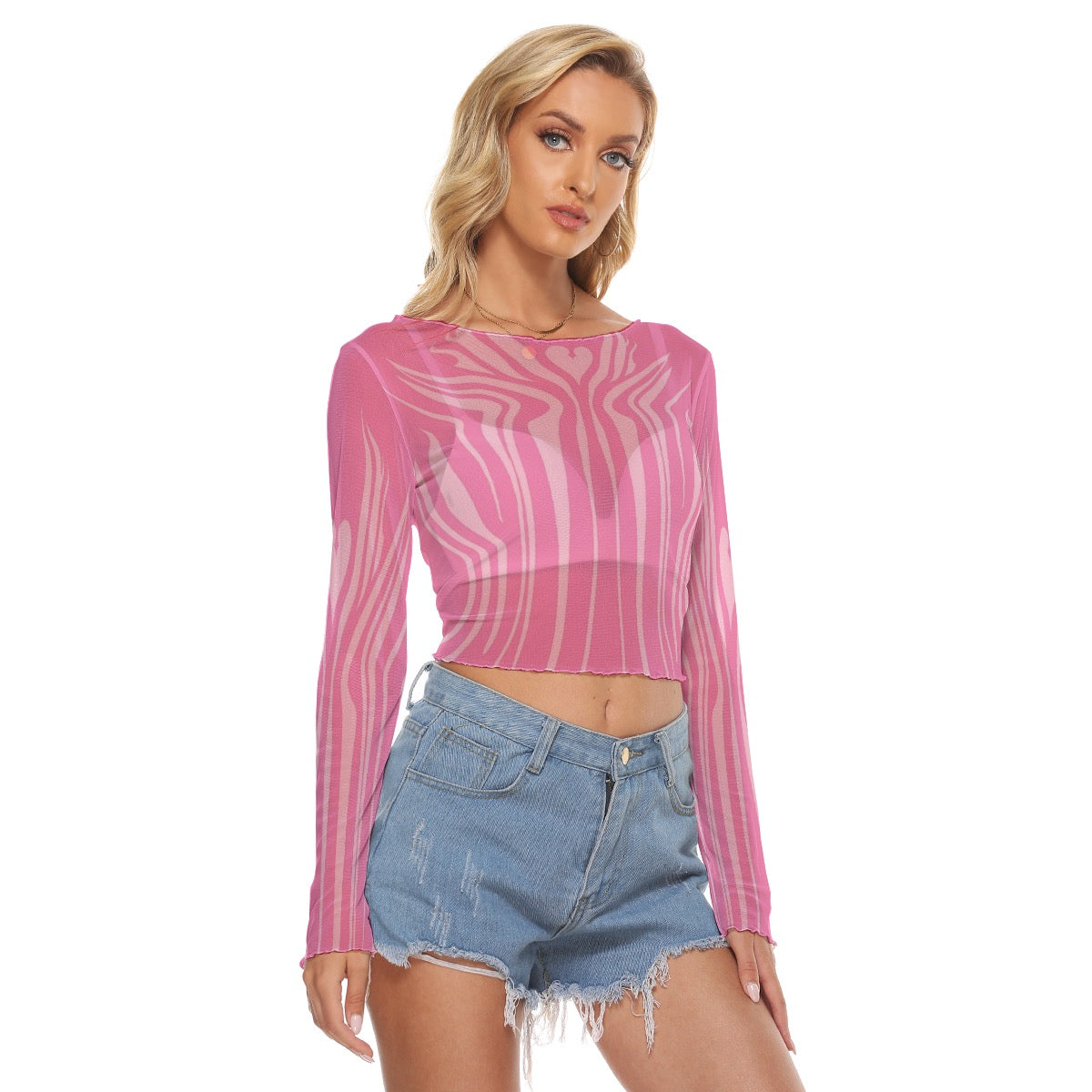 CyberLuv sheer Mesh Shirt Pink