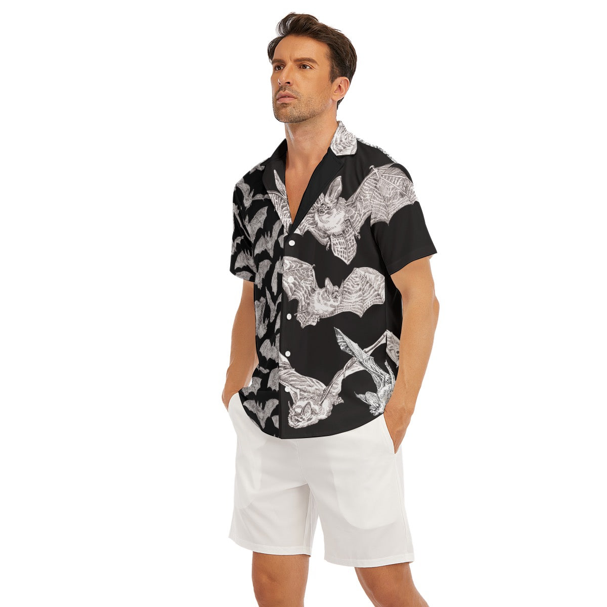 Fly By Night Deep V Neck Hawaiian Camp Collar Shirt