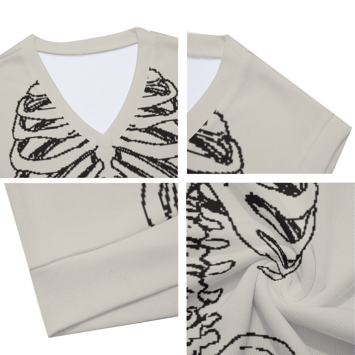 Mr. Skelly Boi Men's Knitted V-neck Vest Beige
