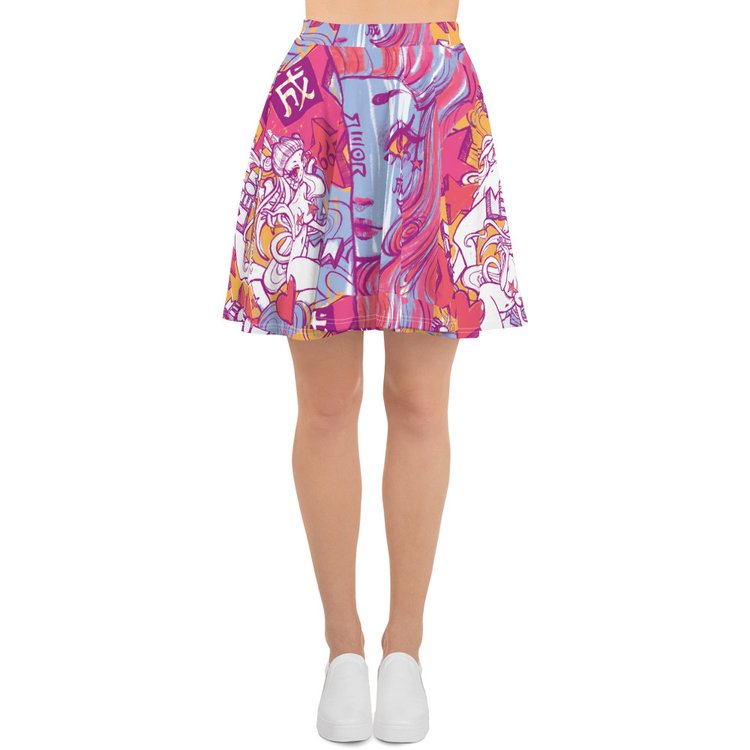 "Come True" Pink/Blue Skater Skirt