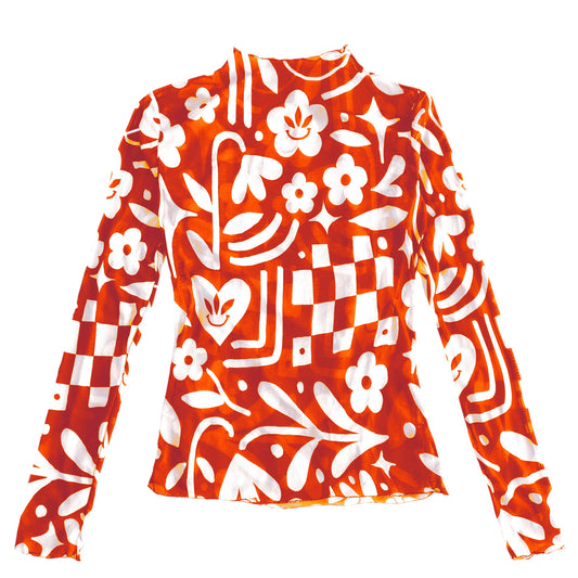 Red Third Eye Bloom Mesh Shirt (Pre-Order)