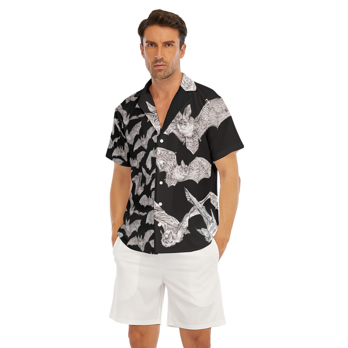 Fly By Night Deep V Neck Hawaiian Camp Collar Shirt