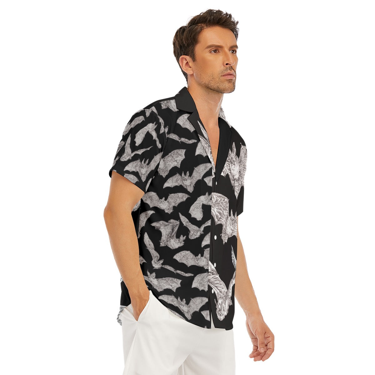 Fly By Night Deep V Neck Hawaiian Camp Collar Shirt